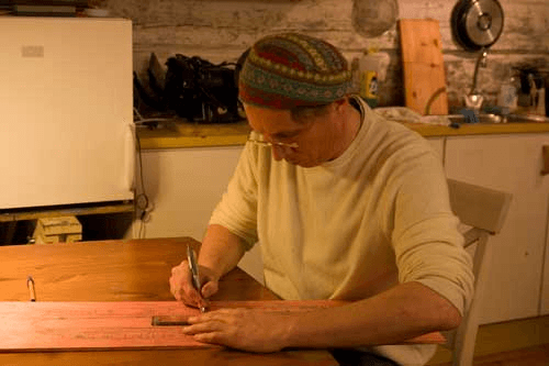 The artist working on a new artwork